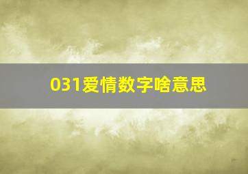 031爱情数字啥意思