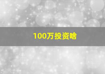 100万投资啥