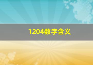 1204数字含义