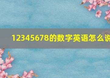 12345678的数字英语怎么说