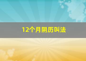 12个月阴历叫法