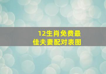 12生肖免费最佳夫妻配对表图