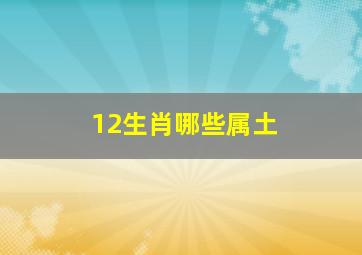 12生肖哪些属土