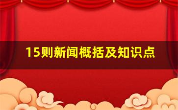 15则新闻概括及知识点