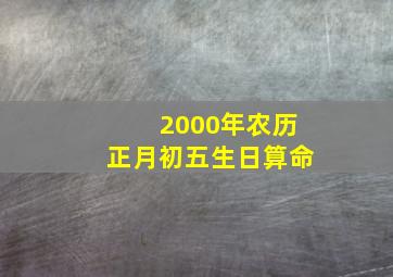 2000年农历正月初五生日算命