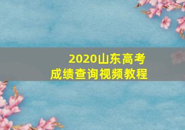 2020山东高考成绩查询视频教程