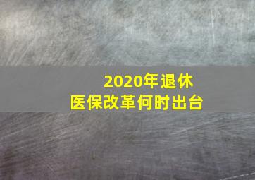 2020年退休医保改革何时出台