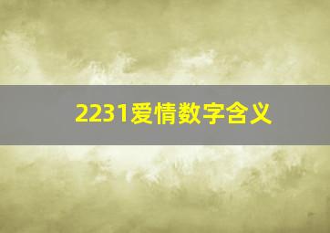 2231爱情数字含义