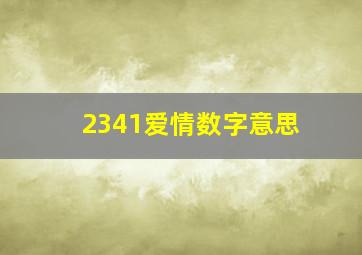 2341爱情数字意思