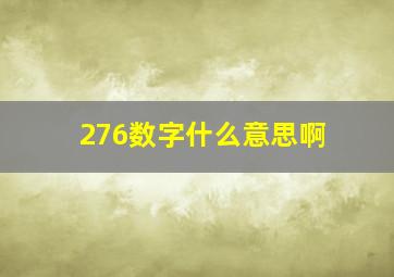 276数字什么意思啊