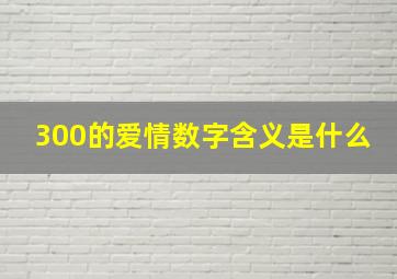 300的爱情数字含义是什么