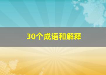 30个成语和解释