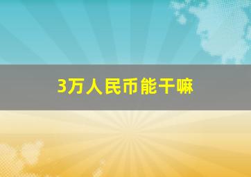 3万人民币能干嘛