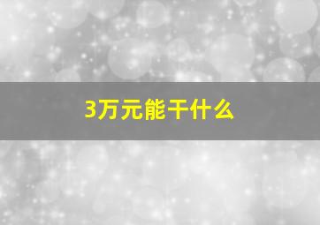 3万元能干什么