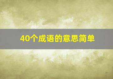 40个成语的意思简单