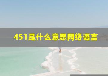 451是什么意思网络语言