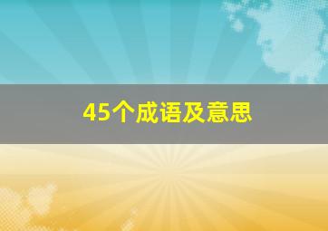 45个成语及意思