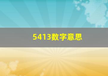 5413数字意思