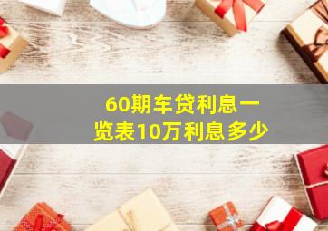 60期车贷利息一览表10万利息多少