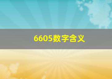 6605数字含义