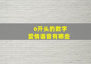 6开头的数字爱情谐音有哪些