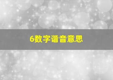 6数字谐音意思