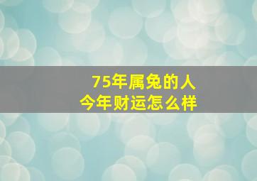 75年属兔的人今年财运怎么样