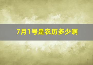 7月1号是农历多少啊