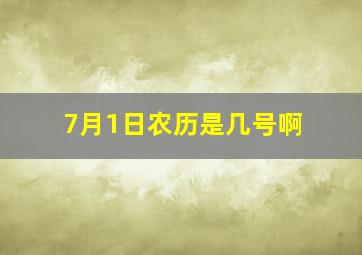 7月1日农历是几号啊