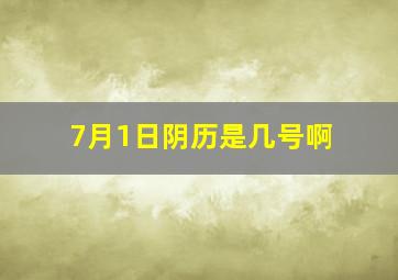 7月1日阴历是几号啊