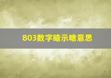 803数字暗示啥意思