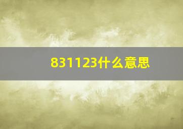 831123什么意思