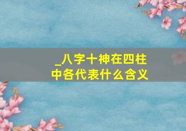 _八字十神在四柱中各代表什么含义