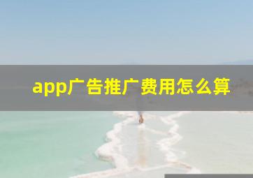 app广告推广费用怎么算