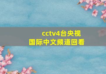 cctv4台央视国际中文频道回看