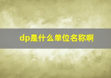 dp是什么单位名称啊