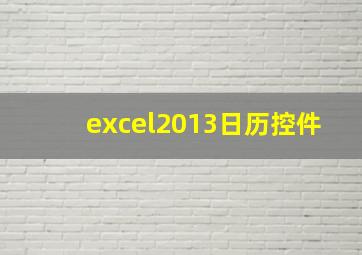 excel2013日历控件