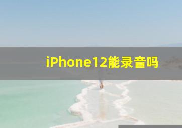 iPhone12能录音吗