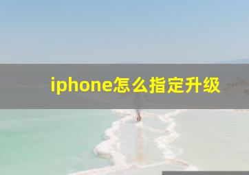 iphone怎么指定升级