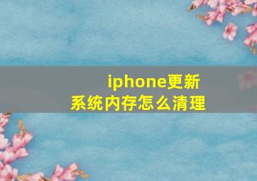 iphone更新系统内存怎么清理