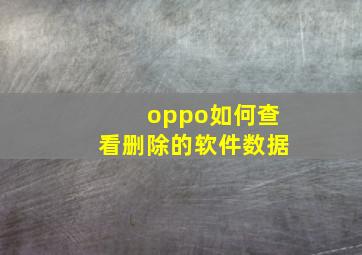 oppo如何查看删除的软件数据