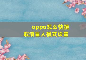 oppo怎么快捷取消盲人模式设置