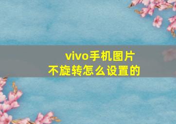 vivo手机图片不旋转怎么设置的