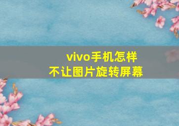 vivo手机怎样不让图片旋转屏幕