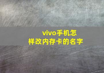 vivo手机怎样改内存卡的名字