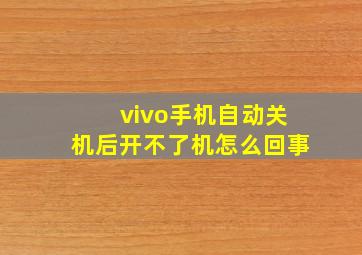 vivo手机自动关机后开不了机怎么回事