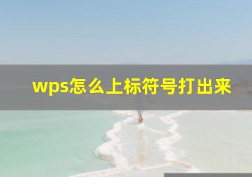 wps怎么上标符号打出来