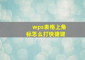 wps表格上角标怎么打快捷键