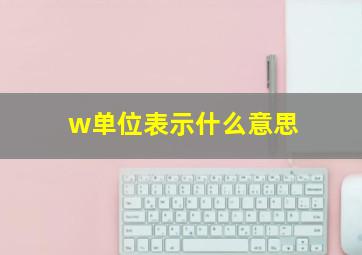 w单位表示什么意思