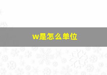 w是怎么单位